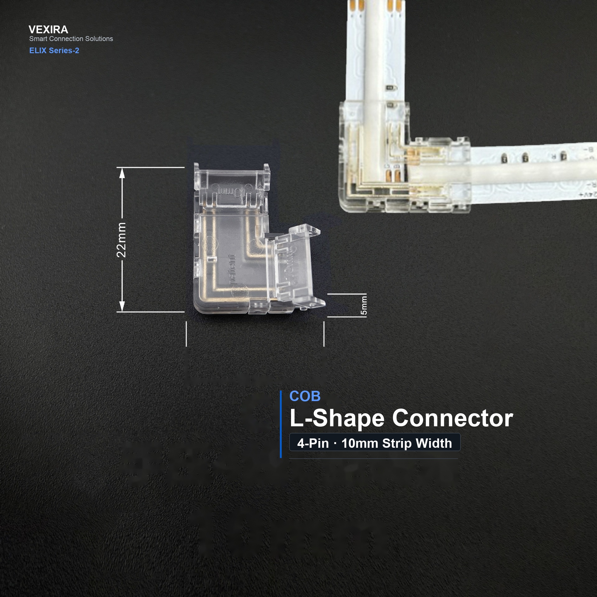 COB-4PIN-10MM-L Press-Fit LED Strip Connector