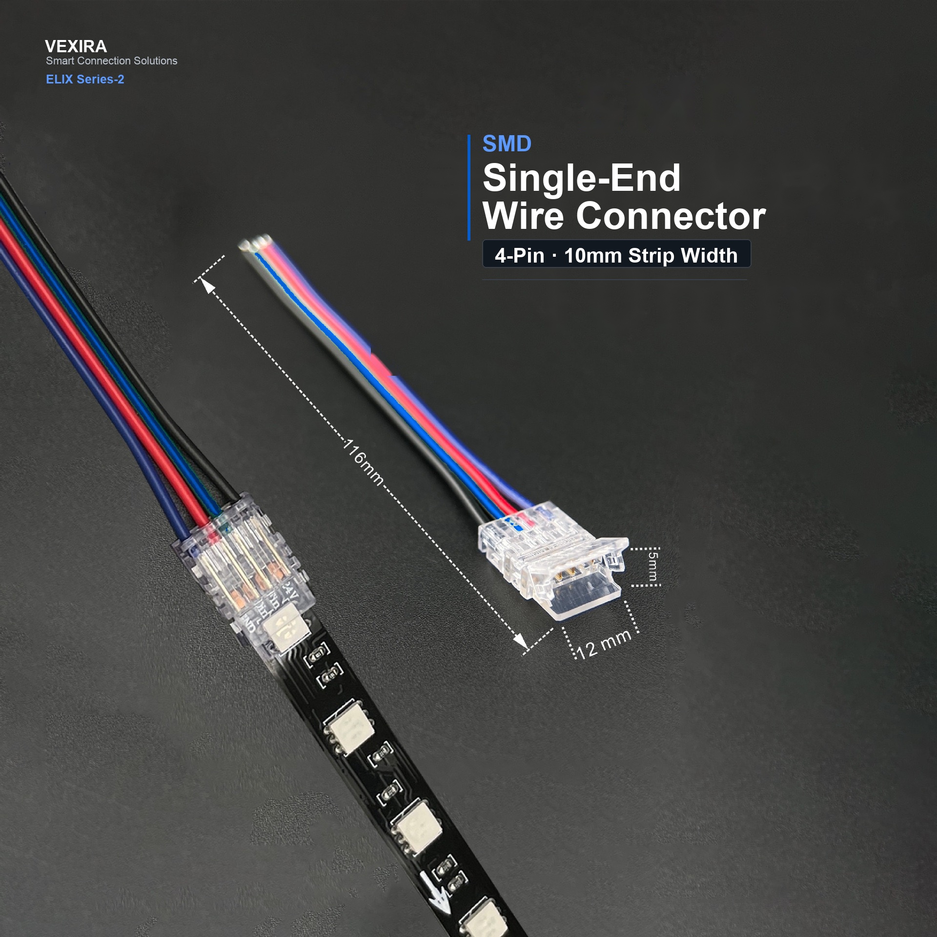 S-SMD-4PIN-10MM-B Press-Fit LED Strip Connector