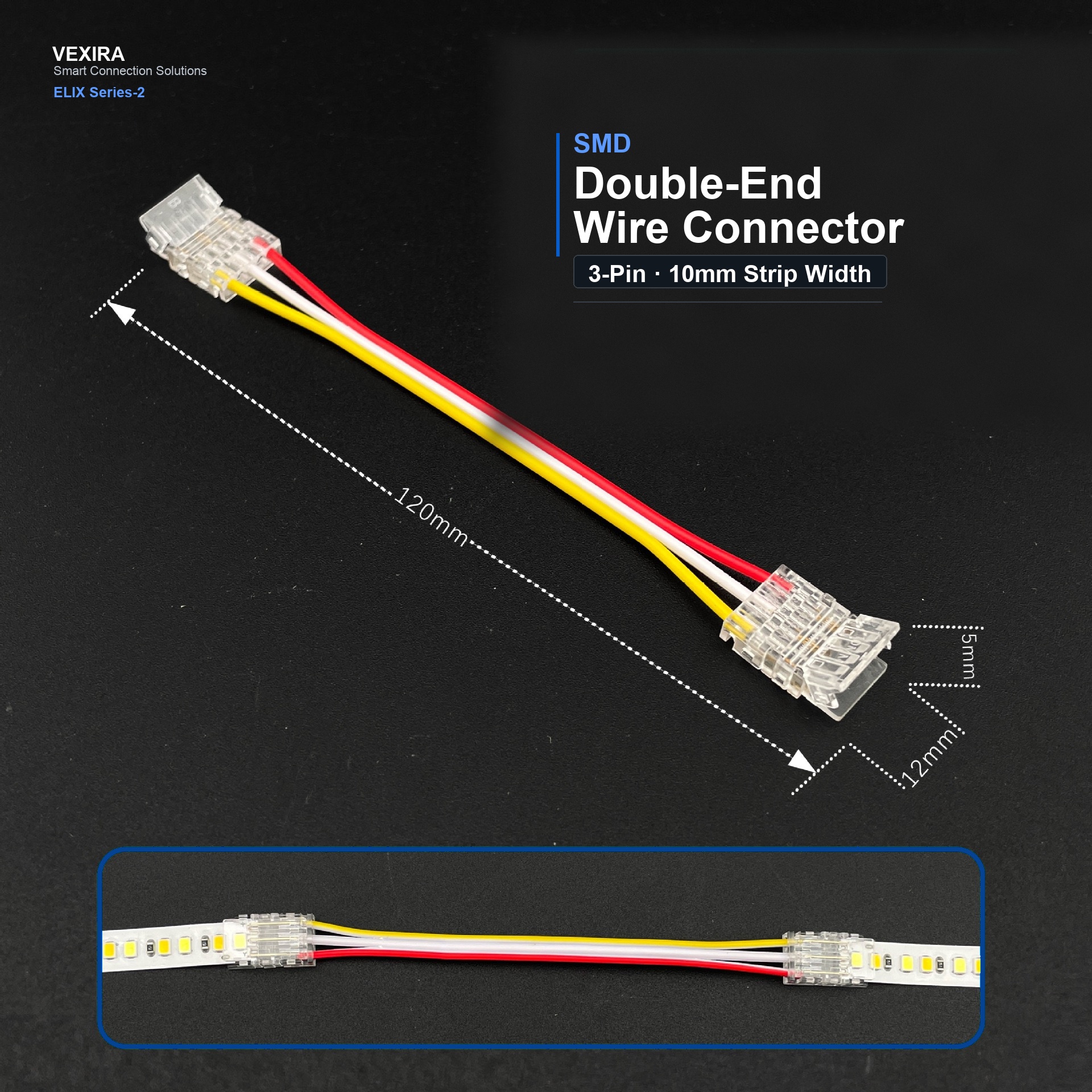 S-SMD-3PIN-10MM-C Press-Fit LED Strip Connector